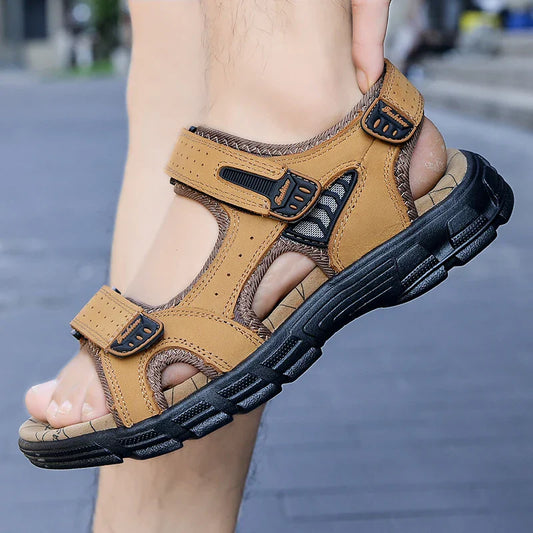 Summer Men's Leather Sandals – Perfect for Beach, Hiking &amp; Outdoor Adventures