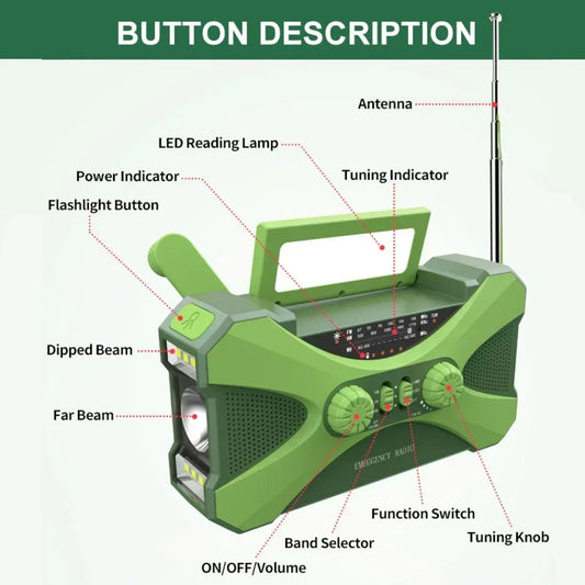 Stay Prepared with the Multifunctional 10000mAh Solar Crank Radio