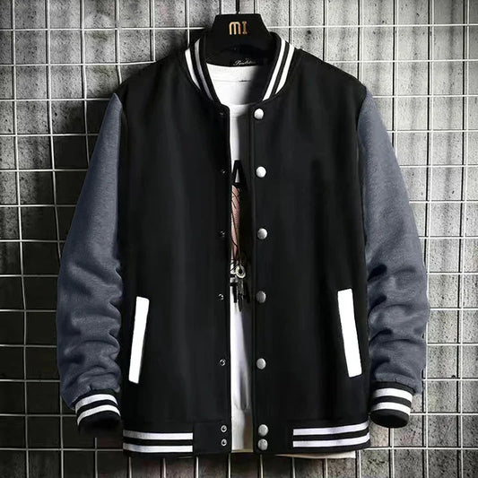 Black Gray White Solid Color Oversize Jacket – Unisex Street Style