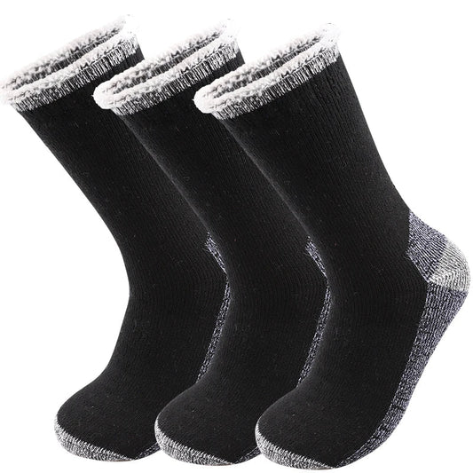 3Pairs Super Thick Merino Wool Socks Male Men Winter Thermal Cashmere Socks Fleece Terry Loop Middle Tube Socks High Quality