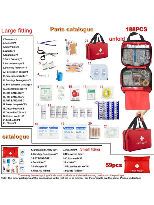 Comprehensive First Aid Kit – 188 Pieces for Every Situation