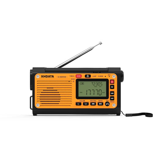 XHDATA D-608WB Emergency Crank Weather Radio – Portable Radio with Charger &amp; Bluetooth